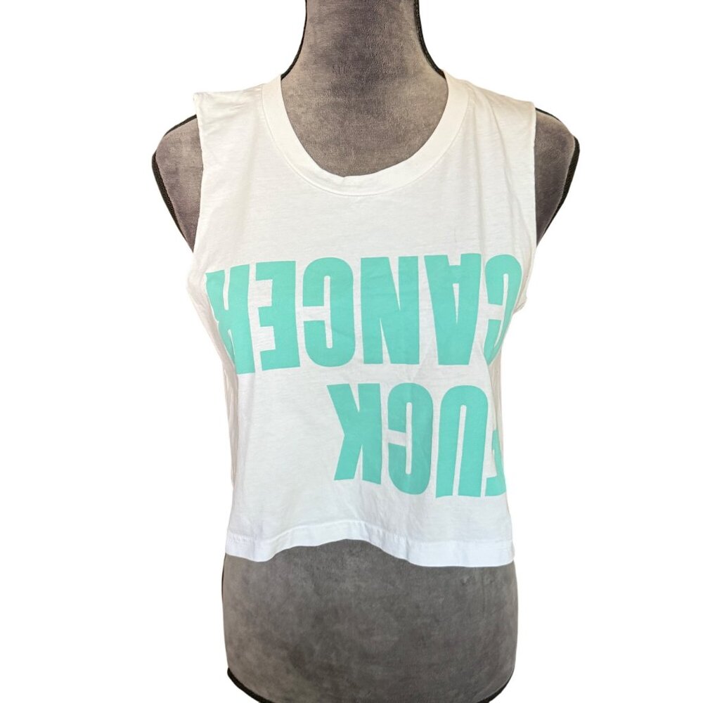 Ascolour S White Crop Tank Top Lets F Cancer Charity Tee Cotton Sleeveless Casua
